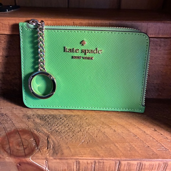 NEW - Kate Spade Turtle Green L-Zip Saffiano Leather Wallet with Card Holder - Picture 4 of 4